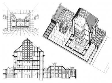 DAM - Deutsches Architekturmuseum - Axonometrie a řez