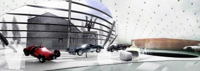 Enzo Ferrari Museum - Vizualizace interiéru nového pavilonu - foto: Future Systems