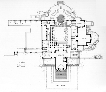 Hollyhock House - Půdorys - foto: Frank Lloyd Wright