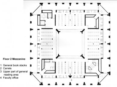 Exeter Library - 2NP - mezanin - foto: Louis I. Kahn