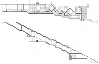 Casa Tóló - Půdorys a podélný řez - foto: © Álvaro Leite Siza Vieira, Architect