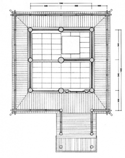 Atelier Olgiati - Izumo Taisha - jedna z nejstarších a nejvýznamnějších šintoistických svatyní, kde zároveň vznikla tradice Kabuki, se nachází v japonské prefektuře Shimane. Vznik chrámu se datuje kolem roku 950. Výsledná podoba chrámu však v následujících stoletích doznala výrazných změn. Čtvercový půdorys chrámu s půdorysnou stopou 12x12m a rozdílné profily sloupů odvozené od jejich zatížení Valerio Olgiati považuje za jeden z inspiračních zdrojů při navrhování svého vlastního ateliéru.