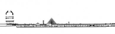 Le Grand Louvre - Podélný řez - foto: Pei Cobb Freed & Partners Architects LLP