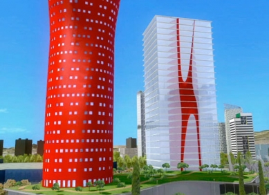 Porta Firá Towers - Vizualizace - foto: Toyo Ito and Associates, Architects