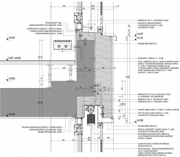 Administrativní centrum Triniti - Vzorový detail omítané fasády