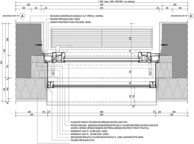 Administrativní centrum Triniti - Vzorový detail omítané fasády