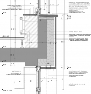 Administrativní centrum Triniti - Vzorový detail kamenné fasády