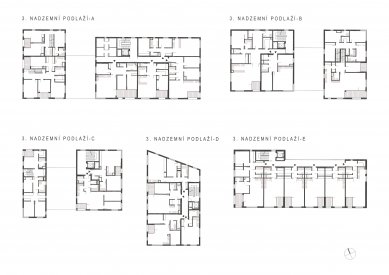 Bytové domy Na Vyhlídce - Půdorysy - 1. etapa
