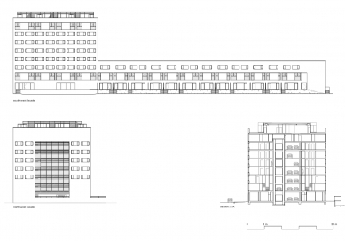 Bytový blok IJburg 23 - Pohled JV a SZ, příčný řez 