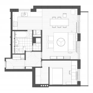 Rekonstrukce a interiér panelového bytu - Půdorys - návrh