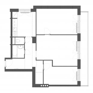 Rekonstrukce a interiér panelového bytu - Půdorys - původní stav
