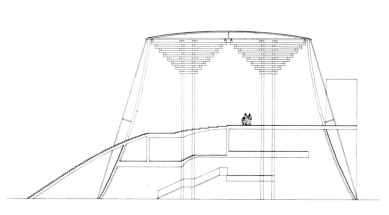 Japonský pavilon na Expo '92 - Příčný řez - foto: Tadao Ando Architects & Associates