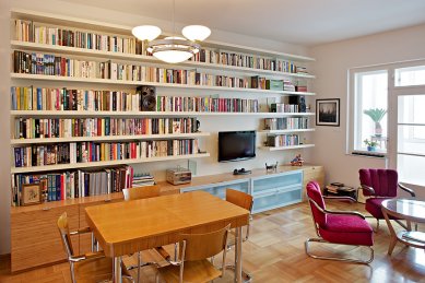 Interiér bytu v ulici Střední - Brno - Obývací pokoj - foto: Štěpán Vrzala