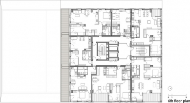 Residential Building C - Půdorys 6.np - foto: Ravnikar Potokar Arhitekturni Biro 