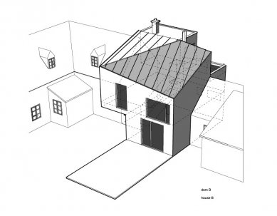 Rekonstrukce a dostavba domu, Plavecké Podhradie - Axonometrie - foto: n/a