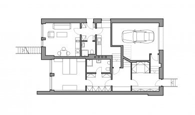 Rekonstrukce řadového domu v Praze - Půdorys 1NP - foto: stempel & tesar architekti