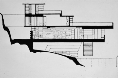 Fallingwater - Dům pro Edgara J. Kaufmanna - Řez domem - foto: © FLW, 1939