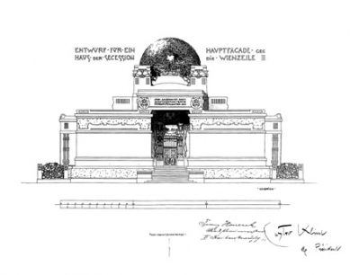 Výstavní pavilon Secession - Čelní pohled - foto: archiv redakce