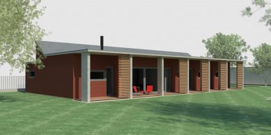 Přízemní dům se slunolamem - Vizualizace návrhu s plochou střechou - foto: VLADIMÍR BALDA architekt