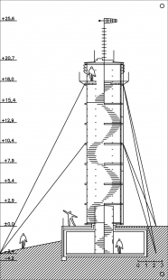 Museum and Lighthouse of Czech genius Jara Cimrman - Řez věží - foto: Huť architektury Martin Rajniš s.r.o. 
