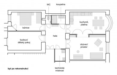 Interiér bytu na Letné - Nový stav