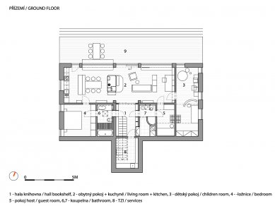 Dům mezi stromy - Půdorys přízemí