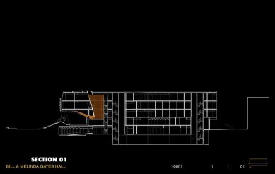 Přednášková budova Billa a Melindy Gatesových  - Řez 01 - foto: Morphosis Architects