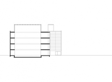 Skladová budova LTW - Řez - foto: Baumschlager Eberle Architekten