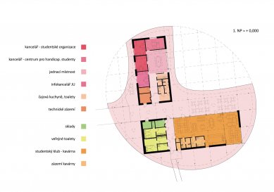 Studentský klub Kampa - Půdorys  - foto: Ateliér Dvořák architekti