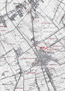 Hlavní vlakové nádraží Delft - Historická mapa - foto: Mecanoo