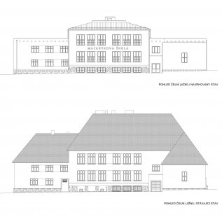 Mateřská škola Holýšov - Čelní pohled před a po rekonstrukci - foto: projectstudio8