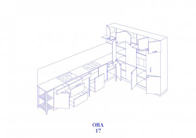 Měšťanský byt - Axonometrie kuchyňské linky - foto: ORA