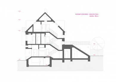 Rekonstrukce rodinného domu v Králově Poli - Řez - návrh - foto: KAMKAB!NET 