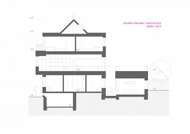 Rekonstrukce rodinného domu v Králově Poli - Řez - návrh - foto: KAMKAB!NET 