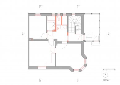 Rodinný dům v Českém Krumlově - 1NP - původní stav - foto: Pavlíček + Hulín architekti