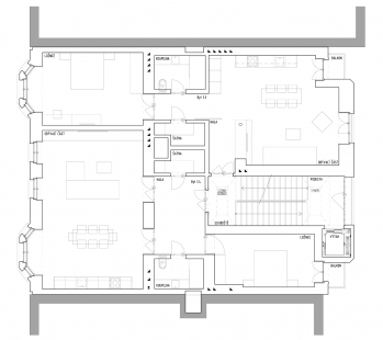 Rekonstrukce a nástavba secesního domu - Půdorys typického podlaží