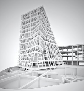 Blavatnik Building (býv. Switch House) - 3D schéma konstrukčního řešení