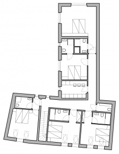 Penzion pro vinný sklep - Půdorys 2.np - foto: Tomáš Dvořák architekti