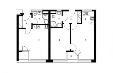 Dům s pečovatelskou službou - Detailní dispozice bytu - foto: Jiran Kouhout Architekti