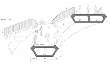 Lávka Holešovice-Karlín - Řez