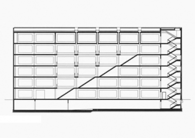 Stavební centrum Riem - Podélný řez - foto: Hild und K Architekten