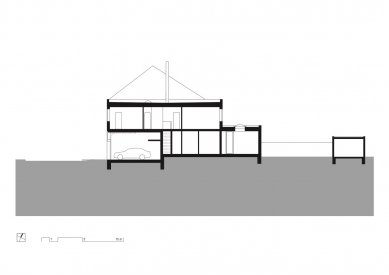 Rodinný dům Královo Pole 06 - Podélný řez - foto: knesl kynčl architekti